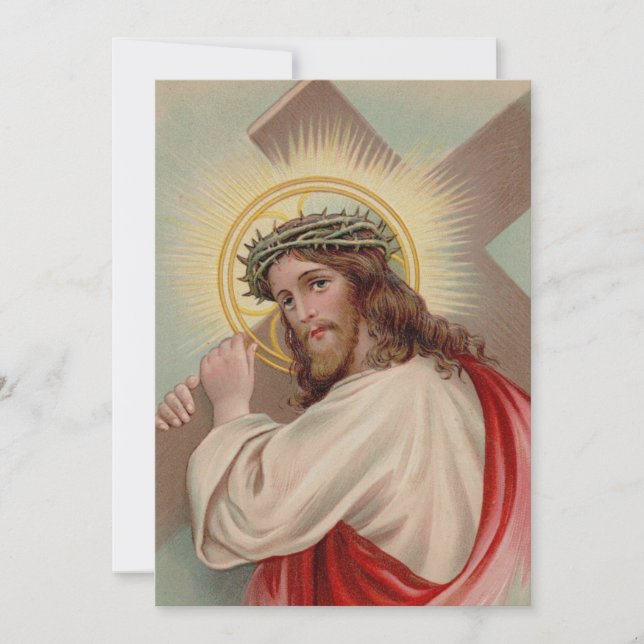 Vintage Jesus Easter Greetings Holiday Card (Front)