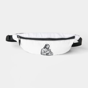 Vintage Jesus Holding Cat Engraving Graphic_1 Bum Bags