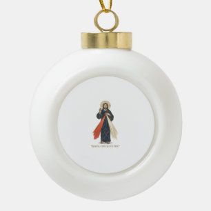 Vintage Jesus I Trust in You Religious Vector Desi Ceramic Ball Christmas Ornament