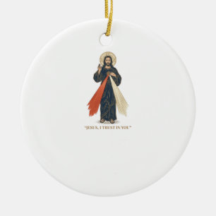 Vintage Jesus I Trust in You Religious Vector Desi Ceramic Tree Decoration