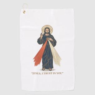 Vintage Jesus I Trust in You Religious Vector Desi Golf Towel