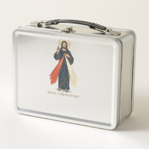 Vintage Jesus I Trust in You Religious Vector Desi Metal Lunch Box