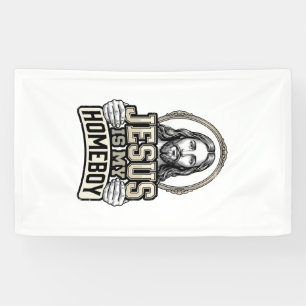 Vintage Jesus Is My Homeboy Engraved Vector Design Banner