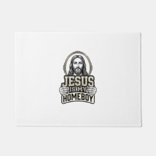 Vintage Jesus Is My Homeboy Engraved Vector Design Doormat