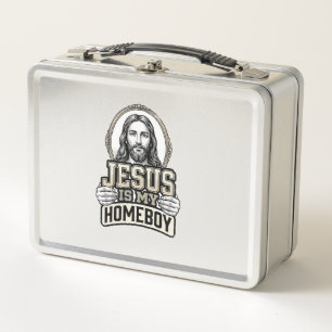Vintage Jesus Is My Homeboy Engraved Vector Design Metal Lunch Box