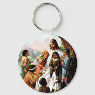 Vintage Jesus Loves Keychain