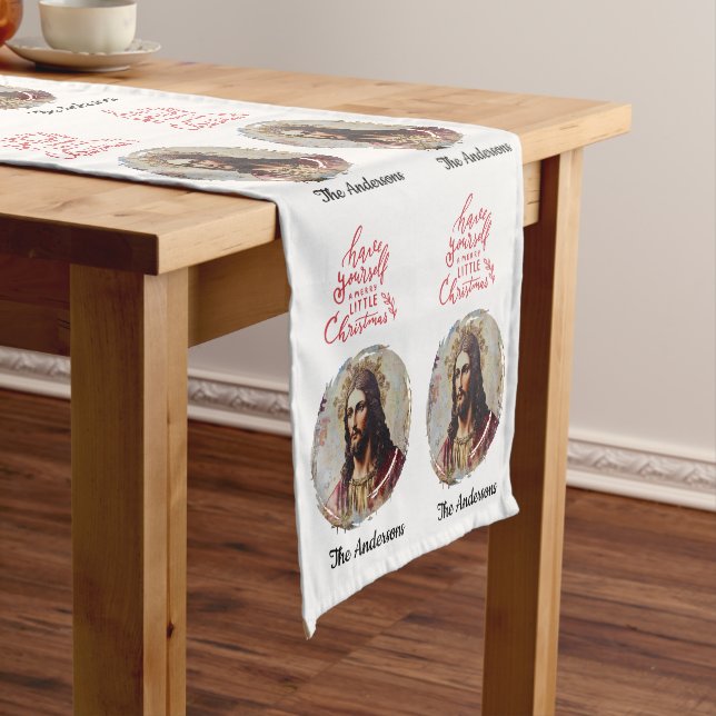 Vintage Jesus Merry Christmas  Short Table Runner (In Situ)
