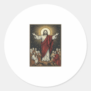 Vintage Jesus Radiant Glory Christian Engraving De Classic Round Sticker