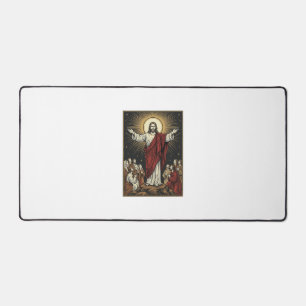 Vintage Jesus Radiant Glory Christian Engraving De Desk Mat