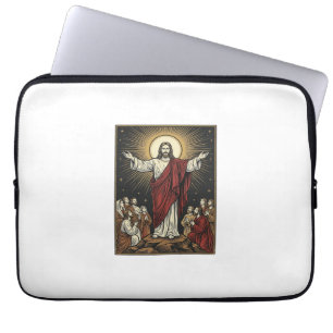 Vintage Jesus Radiant Glory Christian Engraving De Laptop Sleeve