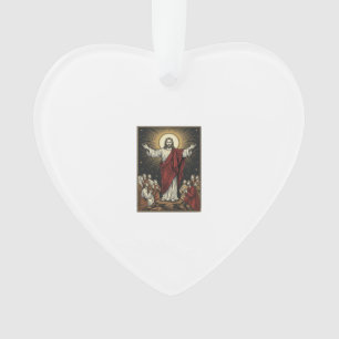 Vintage Jesus Radiant Glory Christian Engraving De Ornament