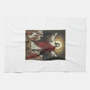 Vintage Jesus Radiant Glory Christian Engraving De Tea Towel