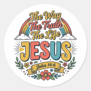 Vintage Jesus The Way Truth Life Shirt Classic Round Sticker