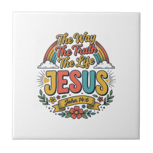 Vintage Jesus The Way Truth Life Shirt Tile