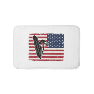 Vintage Jet Ski American Flag Vector Shirt Design_ Bath Mat