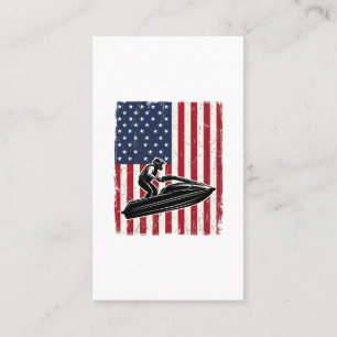 Vintage Jet Ski American Flag Vector Shirt Design_ Business Card