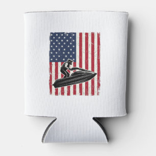 Vintage Jet Ski American Flag Vector Shirt Design_ Can Cooler