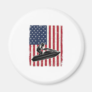 Vintage Jet Ski American Flag Vector Shirt Design_ Magnet