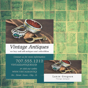 Vintage Jewellery & Key, Antique Dealer Business Card