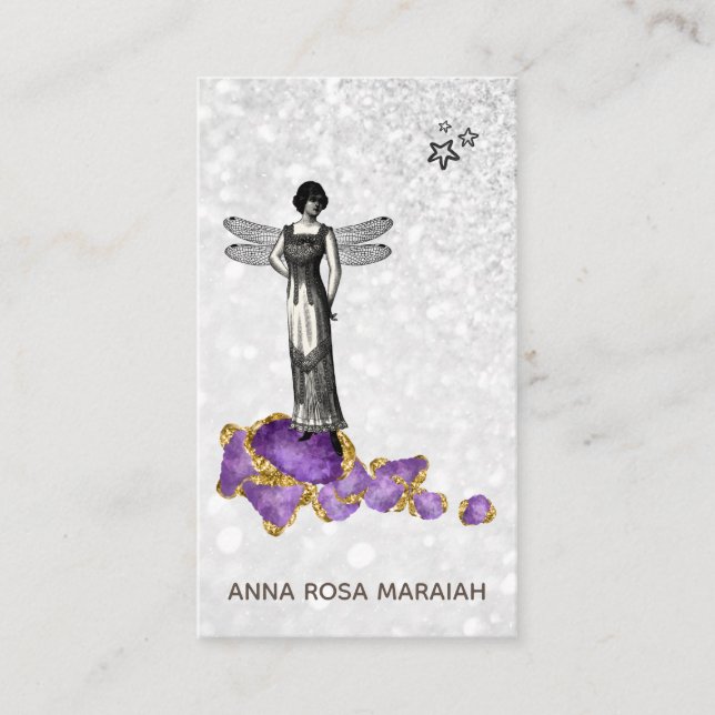 *~* Vintage Jewels Magical Fairy Amethyst  Business Card (Front)