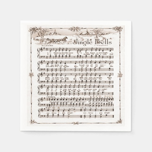 Vintage Jingle bells Christmas napkins (Front)