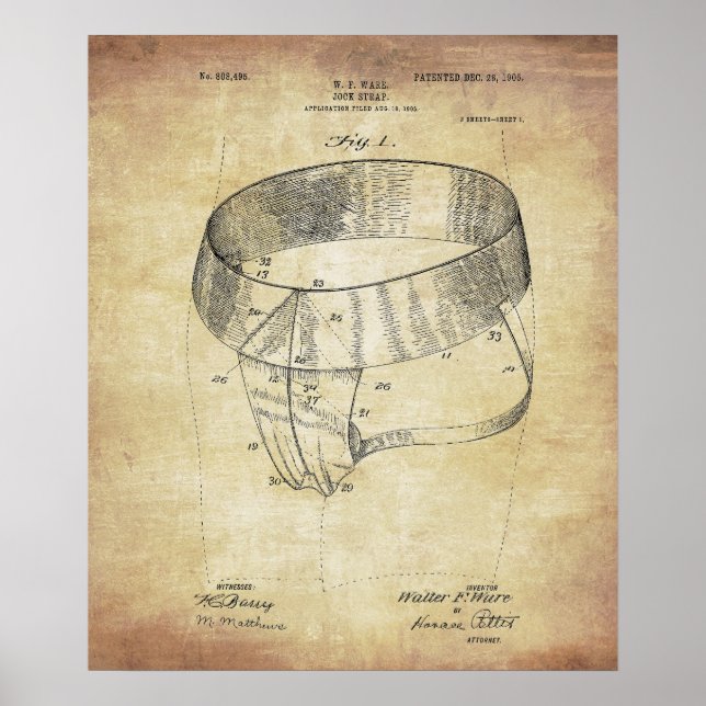 Vintage Jock Strap Illustration Poster (Front)