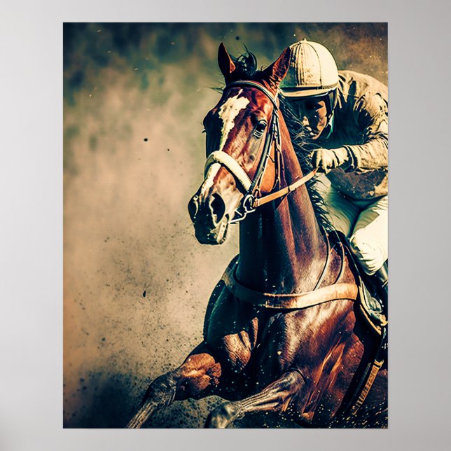 Vintage Jockey Horse Racing Art Poster (Front)