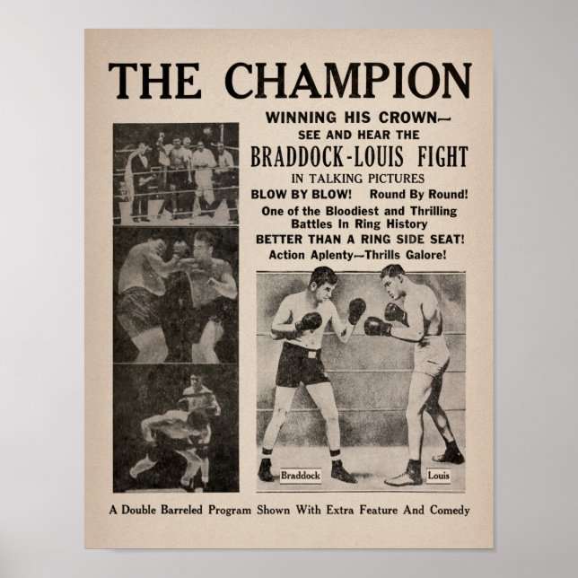 Vintage Joe Lewis vs James Braddock Poster (Front)