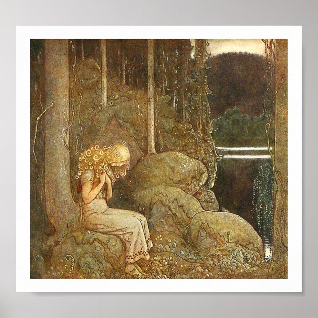 Vintage John Bauer Fairy Tale Illustration Poster (Front)