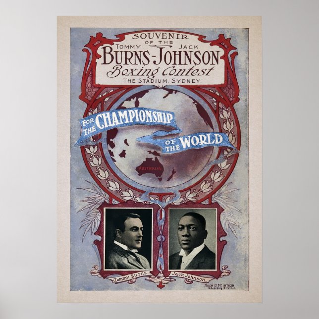 Vintage Johnson Burns Fight Souvenir Poster (Front)