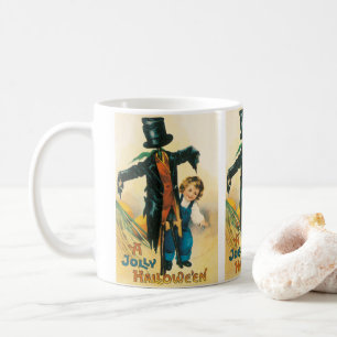 Vintage Jolly Halloween Scarecrow Ellen Clapsaddle Coffee Mug