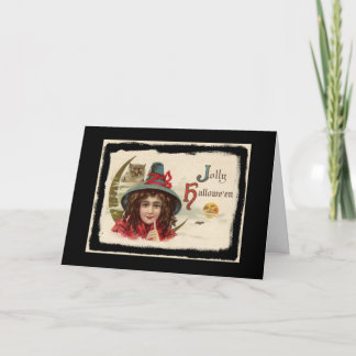 Vintage Jolly Halloween Witch Card