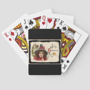 Vintage Jolly Halloween Witch Playing Cards