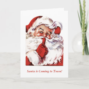 Vintage Jolly Old Santa Shhh Holiday Greeting Card