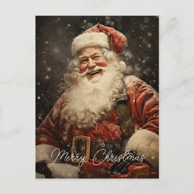 Vintage Jolly Santa Claus Christmas Holiday Postcard (Front)