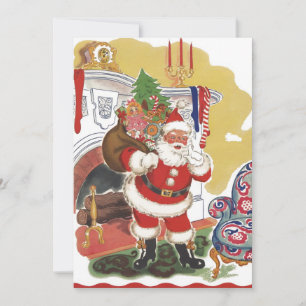 Vintage Jolly Santa Claus, Retro Christmas Party Invitation