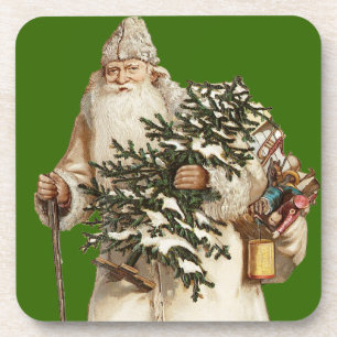 Vintage Jolly St Nick Set of Cork Coasters