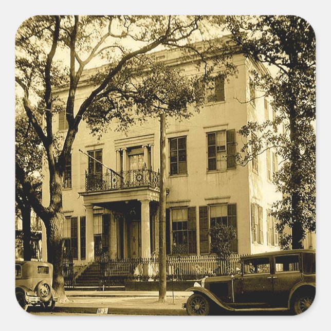 Vintage Jonathan Emanuel Mansion, Mobile Alabama Square Sticker (Front)