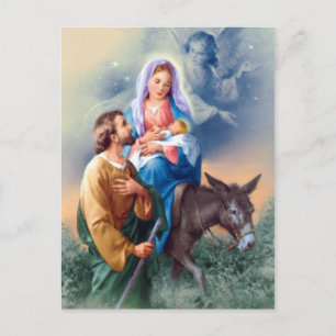 Vintage Joseph And Mary With Baby Jesus Postcard