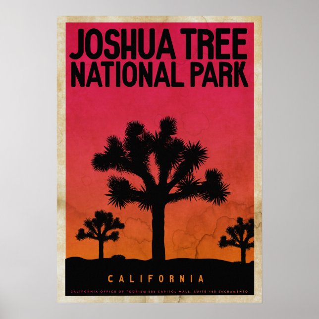 Vintage Joshua Tree Sunset Travel Poster (Front)