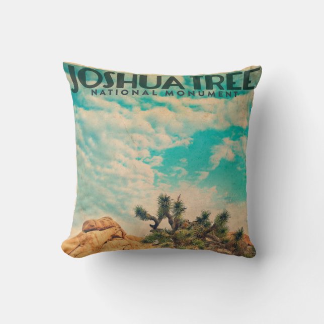 Vintage Joshua Tree Throw Pillow (Front)