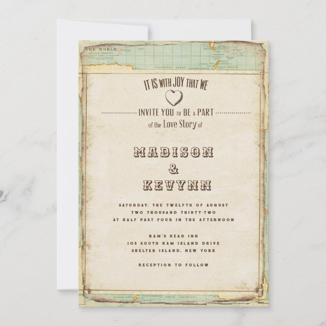 Vintage Journey Wedding Invitation (Front)