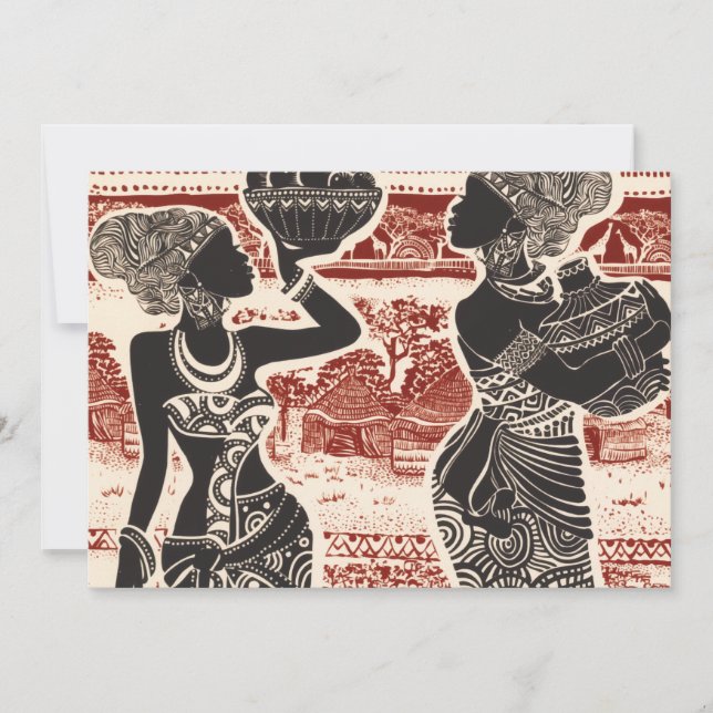 Vintage Joy Tribal African Women Village Holiday Card (Front)