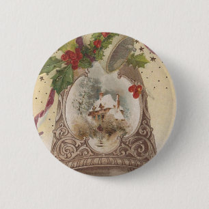 Vintage Joyous Christmas Bell 6 Cm Round Badge