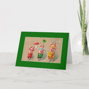 Vintage Juggling Pigs Card