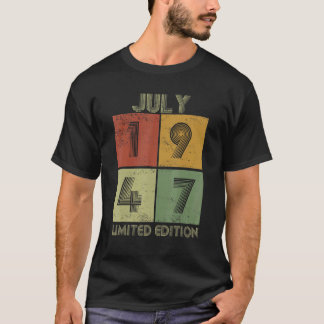 Vintage July 1947  75 Years Old Birthday T-Shirt