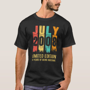 Vintage July 2008 14 Years Old 14th Birthday T-Shirt
