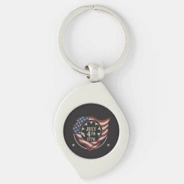 Vintage July 4th 1776 Flag Shield Key Ring