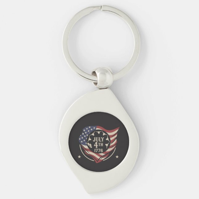 Vintage July 4th 1776 Flag Shield Key Ring (Front)