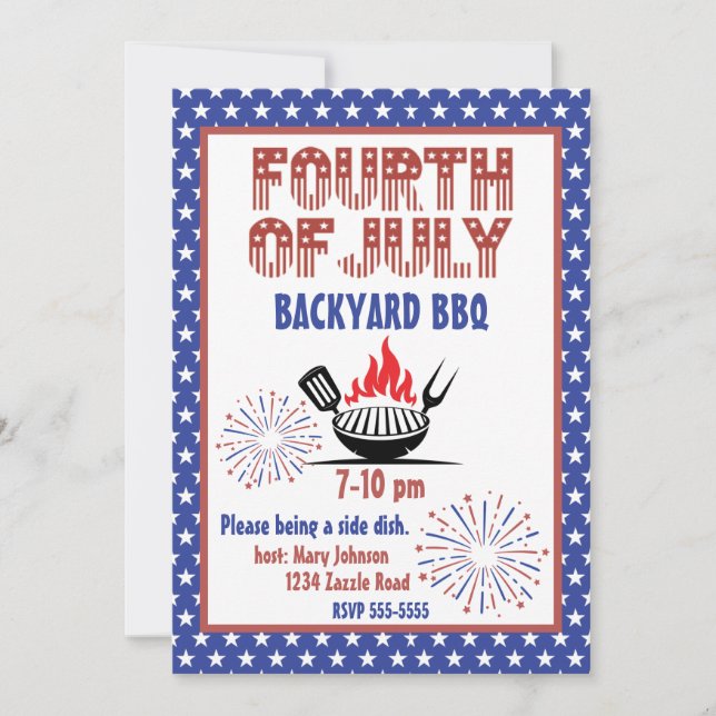 Vintage July 4th BBQ Invitation (Front)